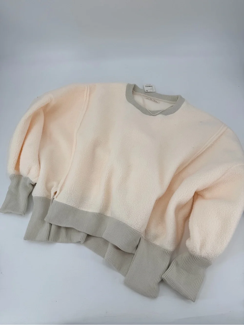 Free People Cozy Camden Oversized Sherpa Pullover Vanilla Ice Cream XS NEW